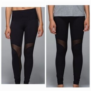 Lululemon Breathe Easy Black Mesh Inset Leggings Sz 8